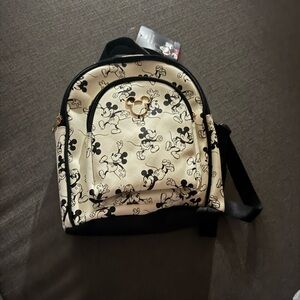 Disney's Black and White Mickey Mouse Print Mini Travel Backpack